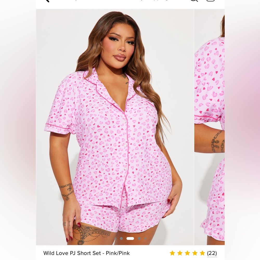 New Fashion Nova Wild Love Pink Heart Pajama Set